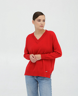 Пуловер из кашемира 02056 красный